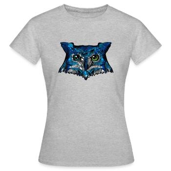 Eule - Frauen T-Shirt - Grau meliert - Vorne - AI Model Female 172 dark (172cm)