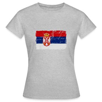 Serbien Fahne - Frauen T-Shirt - Grau meliert - Vorne - AI Model Female 172 dark (172cm)