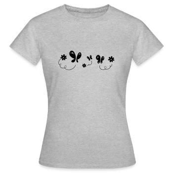 Blumen und Schmetterlinge - Frauen T-Shirt - Grau meliert - Vorne - AI Model Female 172 dark (172cm)