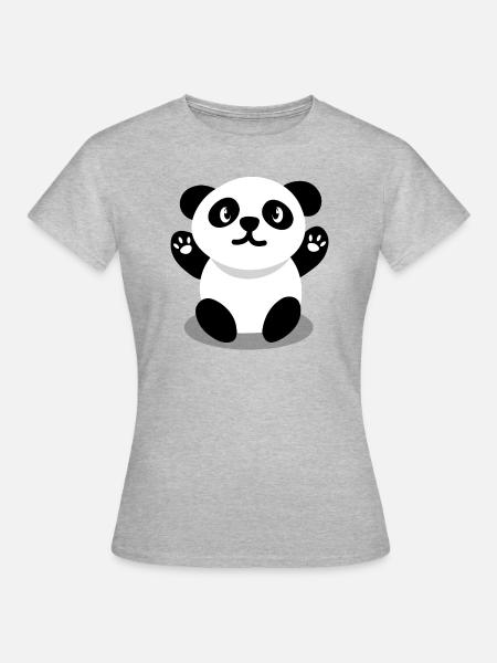 Happy panda cartoon - Women's T-Shirt - heather grey