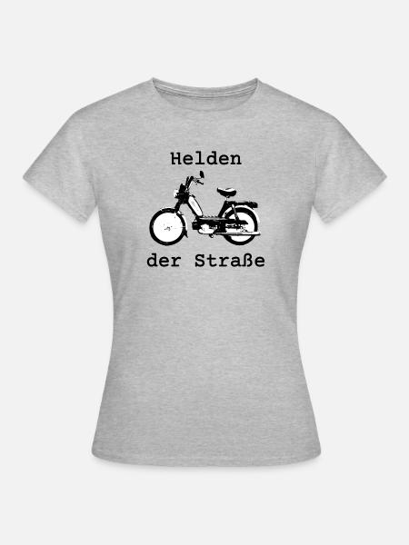 Helden der Straße, Hercules Prima 5, 25 km/h, Mofa - Frauen T-Shirt - Grau meliert