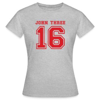 John Thre 16 red - Johannes 3,16 Spruch - Frauen T-Shirt - Grau meliert - Vorne - AI Model Female 172 dark (172cm)