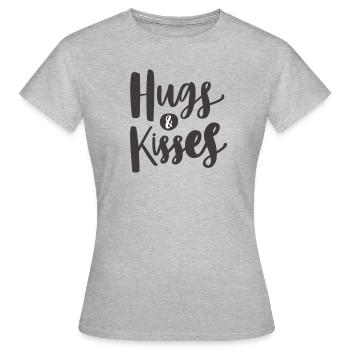 HUGS & KISSES - Frauen T-Shirt - Grau meliert - Vorne - AI Model Female 172 dark (172cm)