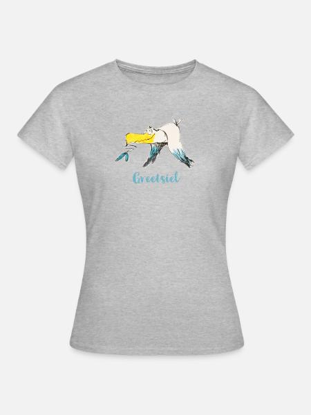 Lustige Möwe aus Greetsiel - Frauen T-Shirt - Grau meliert