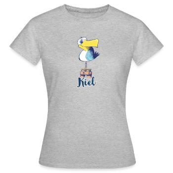 Freche Kiel Möwe - Frauen T-Shirt - Grau meliert - Vorne - AI Model Female 172 dark (172cm)