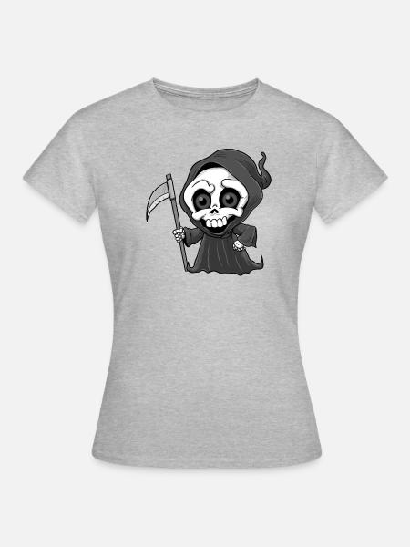 Sensenmann Todbringer Todesengel Sarkasmus Shirt - Frauen T-Shirt - Grau meliert