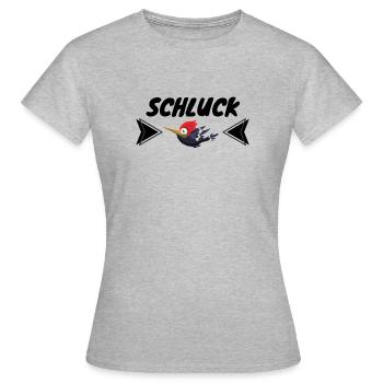 Schluckspecht - Frauen T-Shirt - Grau meliert - Vorne - AI Model Female 172 dark (172cm)