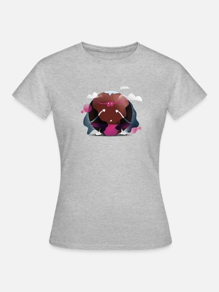 Planet - Superheld Charakter - Frauen T-Shirt - Grau meliert