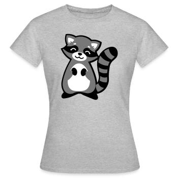 Niedlicher Waschbär Tierkind / Cute raccoon animal - Frauen T-Shirt - Grau meliert - Vorne - AI Model Female 172 dark (172cm)