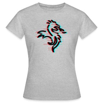 Glitch Drache - Frauen T-Shirt - Grau meliert - Vorne - AI Model Female 172 dark (172cm)