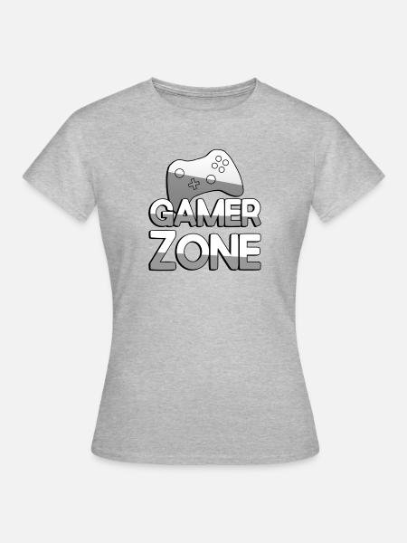 GAMER ZONE + Controller - Gaming - Frauen T-Shirt - Grau meliert
