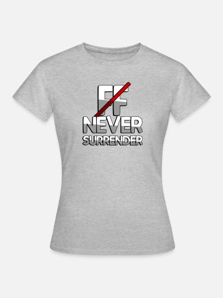 NEVER SURRENDER + FF - Gaming - Frauen T-Shirt - Grau meliert