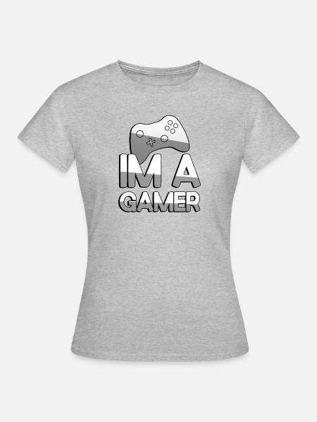 IM A GAMER + Controller - Gaming - Frauen T-Shirt - Grau meliert