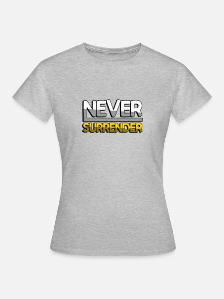 NEVER SURRENDER (Gelb) - Gaming - Frauen T-Shirt - Grau meliert