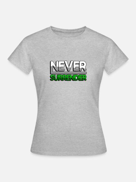 NEVER SURRENDER (Grün) - Gaming - Frauen T-Shirt - Grau meliert