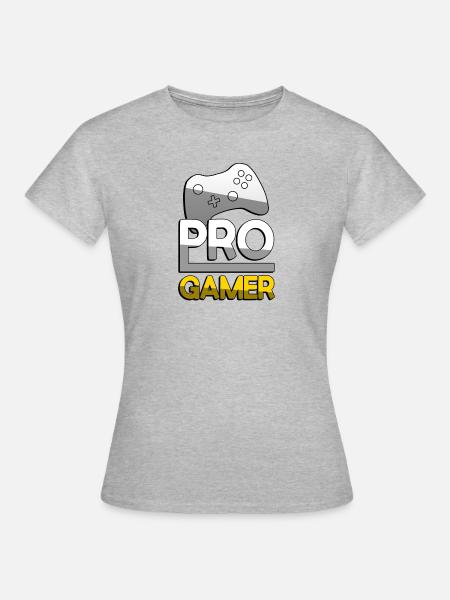 PRO GAMER (Gelb) + Controller - Gaming - Frauen T-Shirt - Grau meliert