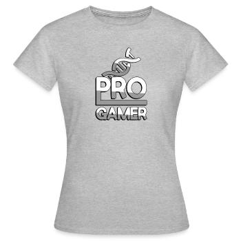 PRO GAMER (Weiß) + DNA - Gaming - Frauen T-Shirt - Grau meliert - Vorne - AI Model Female 172 dark (172cm)