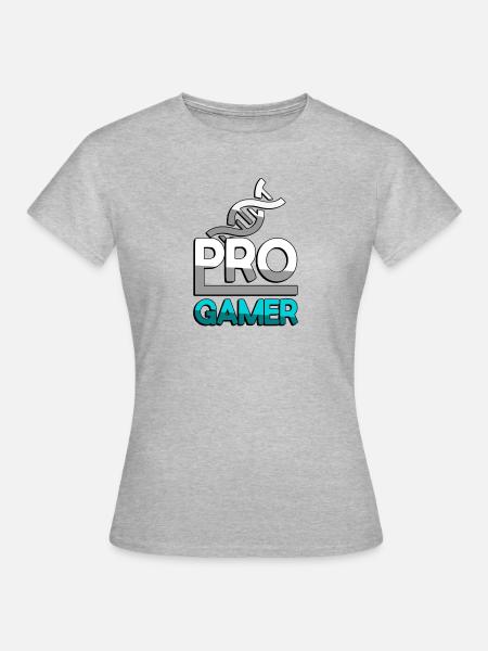 PRO GAMER (Türkis) + DNA - Gaming - Frauen T-Shirt - Grau meliert