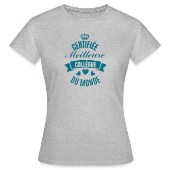 certifiée meilleure collègue du monde - T-shirt Femme - gris chiné - Devant - AI Model Female 172 dark (172cm)