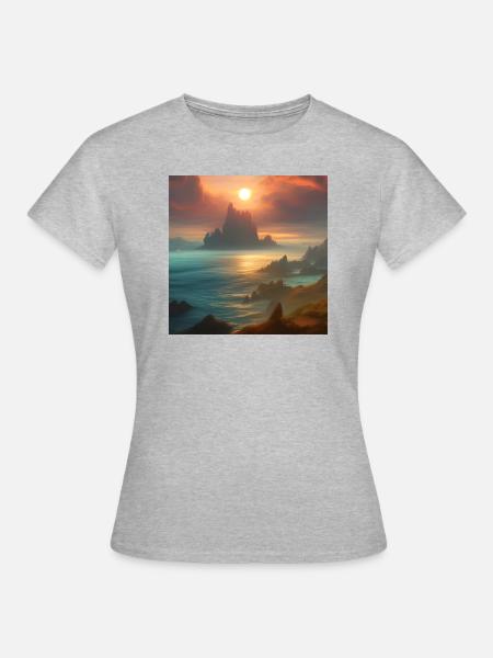 Sunset over the bay_02 - Frauen T-Shirt - Grau meliert
