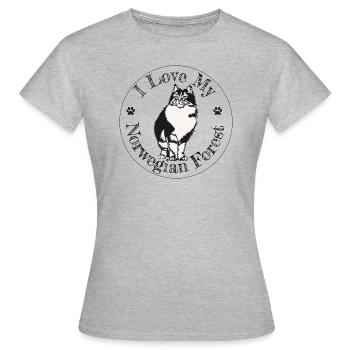 Ich liebe meinen zweifarbigen norwegischen Wald - Frauen T-Shirt - Grau meliert - Vorne - AI Model Female 172 dark (172cm)
