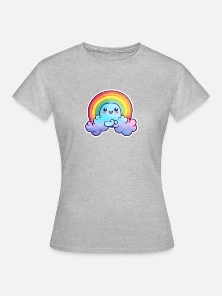 Happy Rainbow - Frauen T-Shirt - Grau meliert