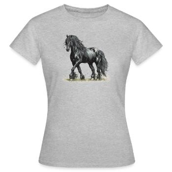 Cheval frison - T-shirt Femme - gris chiné - Devant - AI Model Female 172 dark (172cm)