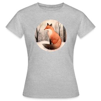 Renard en hiver - T-shirt Femme - gris chiné - Devant - AI Model Female 172 dark (172cm)
