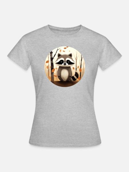 Ein Waschbär im Herbst - Frauen T-Shirt - Grau meliert