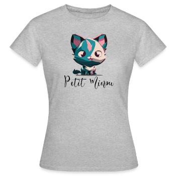 PETIT MINOU - T-shirt Femme - gris chiné - Devant - AI Model Female 172 dark (172cm)