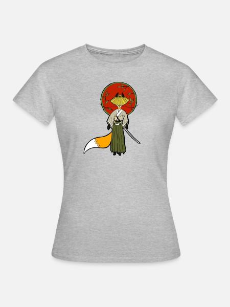 Samurai Fuchs - Frauen T-Shirt - Grau meliert
