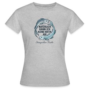 Fische Sternzeichen - Kritik Spruch - Frauen T-Shirt - Grau meliert - Vorne - AI Model Female 172 dark (172cm)
