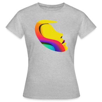 Regenbogen-Frauengesicht: 3D-stromlinienförmiges Design - Frauen T-Shirt - Grau meliert - Vorne - AI Model Female 172 dark (172cm)