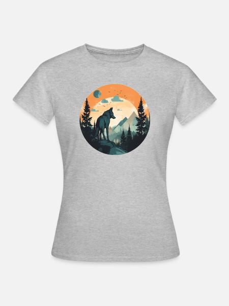 Wolf in den Bergen - Dame-T-shirt - grå meleret