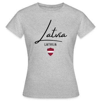 Lettische Flagge, Lettische Flagge - Frauen T-Shirt - Grau meliert - Vorne - AI Model Female 172 dark (172cm)