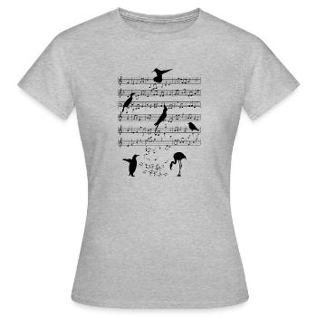 Bird Music Sheet Music Gift - Women's T-Shirt - heather grey - Front - AI Model Female 172 dark (172cm)