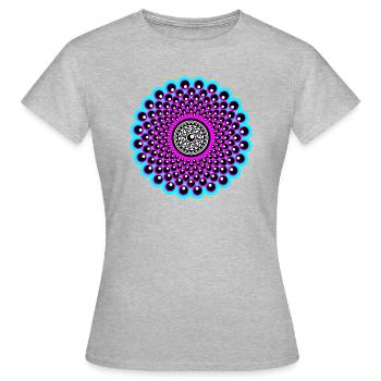 Neon Mandala in pink und baby blau im Goa Style - Frauen T-Shirt - Grau meliert - Vorne - AI Model Female 172 dark (172cm)