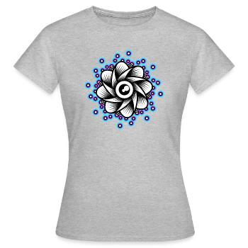 Neon Lotus Mandala Blüte Goa Rave Techno Pink Blau - Frauen T-Shirt - Grau meliert - Vorne - AI Model Female 172 dark (172cm)