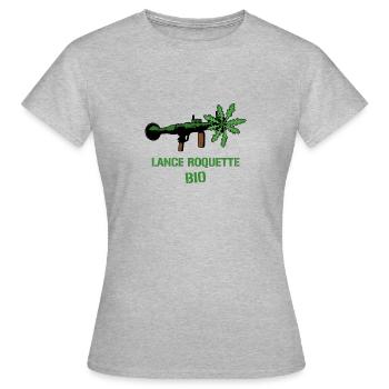 LANCE ROQUETTE BIO ! (cuisine, écologie) - T-shirt Femme - gris chiné - Devant - AI Model Female 172 dark (172cm)