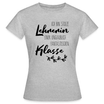 Ich bin stolze Lehrerin einer fantastischen Klasse - Frauen T-Shirt - Grau meliert - Vorne - AI Model Female 172 dark (172cm)
