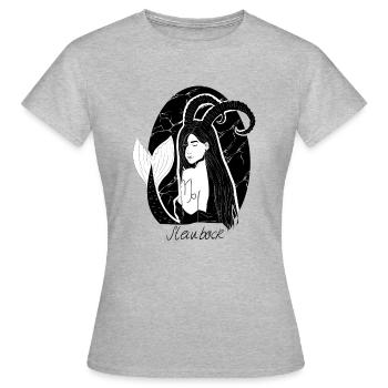 Sternzeichen Steinbock/Capricorn T-Shirt - Frauen T-Shirt - Grau meliert - Vorne - AI Model Female 172 dark (172cm)