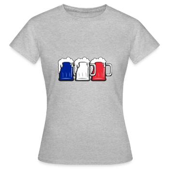 France - Coupe du Monde - Cadeau - Bière - T-shirt Femme - gris chiné - Devant - AI Model Female 172 dark (172cm)