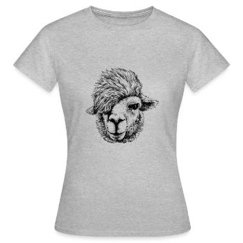 Alpaca - Lama with hipster hairstyle - Women's T-Shirt - heather grey - Front - AI Model Female 172 dark (172cm)