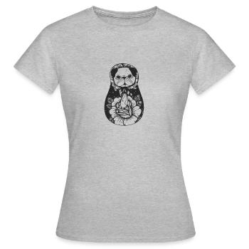 Mops im Matroschka stil - Frauen T-Shirt - Grau meliert - Vorne - AI Model Female 172 dark (172cm)