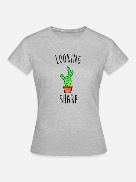 Looking Sharp Cactus Pun - Frauen T-Shirt - Grau meliert