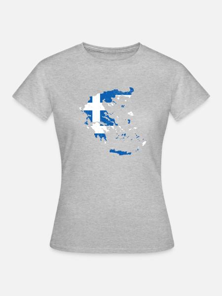 Greece Griechenland Griechisch Flagge Ländershirt - Frauen T-Shirt - Grau meliert