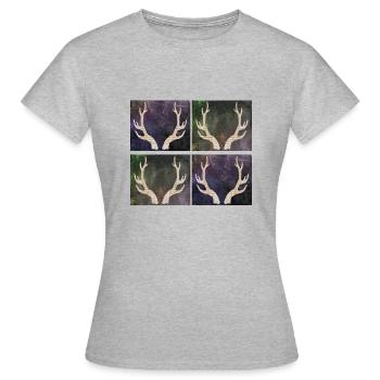 Hirschgeweih - Frauen T-Shirt - Grau meliert - Vorne - AI Model Female 172 dark (172cm)