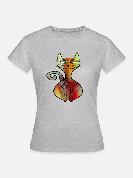 Katze - Frauen T-Shirt - Grau meliert