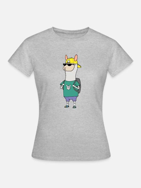 Alpaka Kamel Zootier Rucksack Cool Alpaca Reise - Frauen T-Shirt - Grau meliert