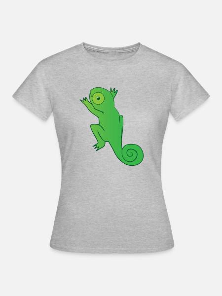 Reptil - Chamäleon - Chamäleons - Geschenk - Frauen T-Shirt - Grau meliert